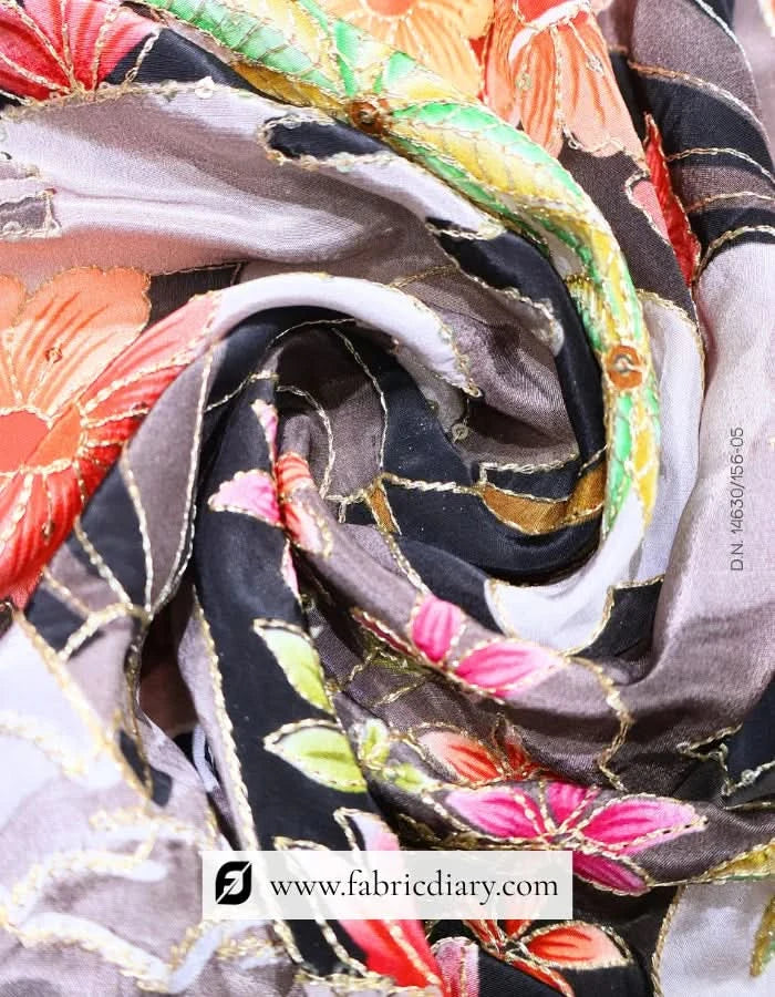 Gray Bulk embroidery fabric India, Designer approved fabric & Plain and printed fabric