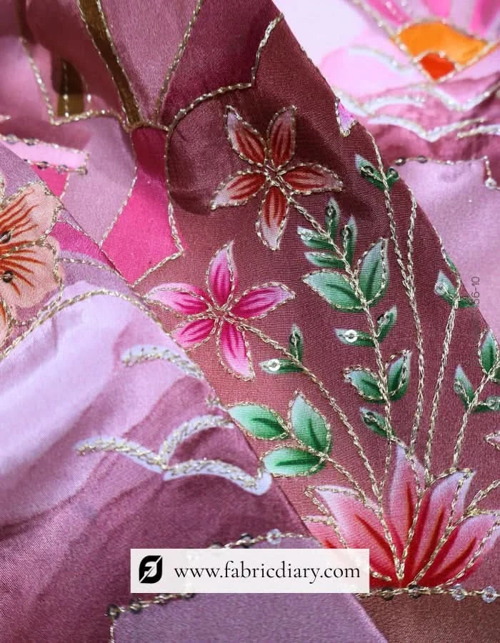 Brown Luxury ethnic fabric, Panel printed fabric & Plain and printed fabric
