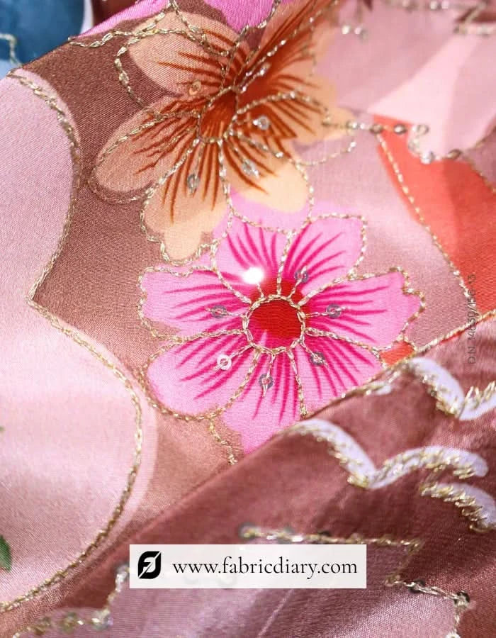 Green Export quality fabric, Printed fabric for dresses & Haute couture embroidery textile