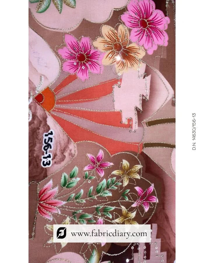 Green Haute couture embroidery textile, Panel printed fabric & Online fabric