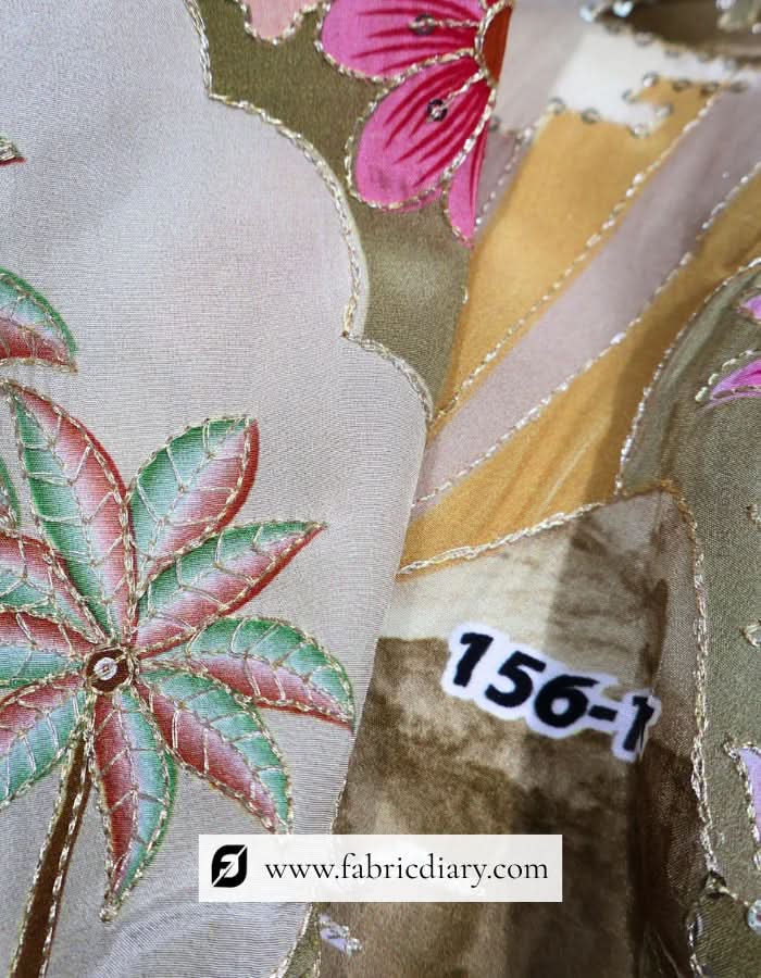 Blue Embroidery fabric online, Buy designer fabric & Designer approved fabric