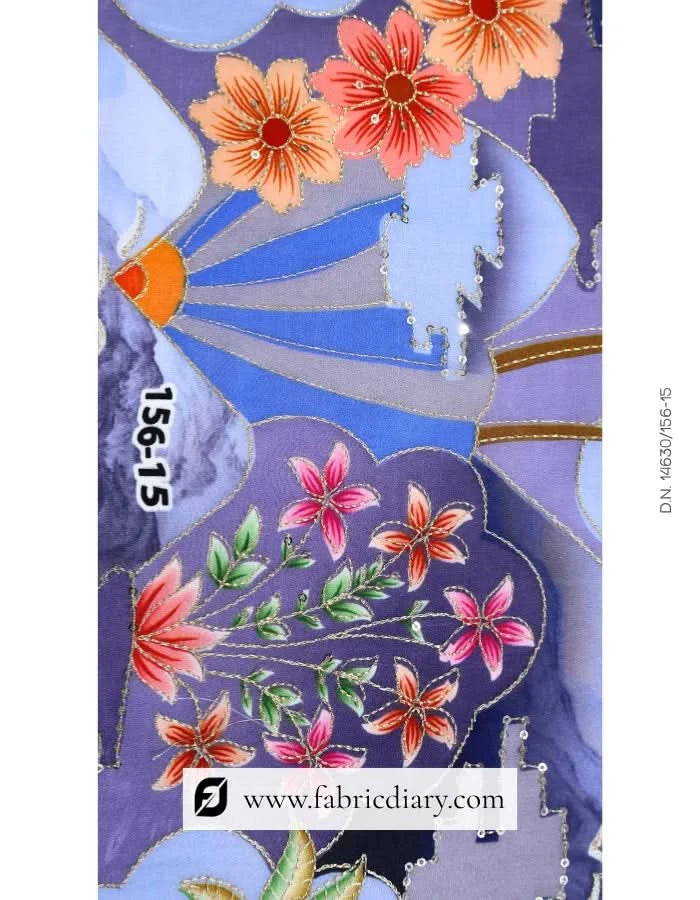 Orange Bulk embroidery fabric India, Designer approved fabric & Export quality fabric