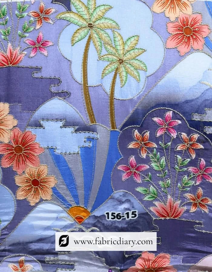 Orange Yukata Border Print Cotton Korea