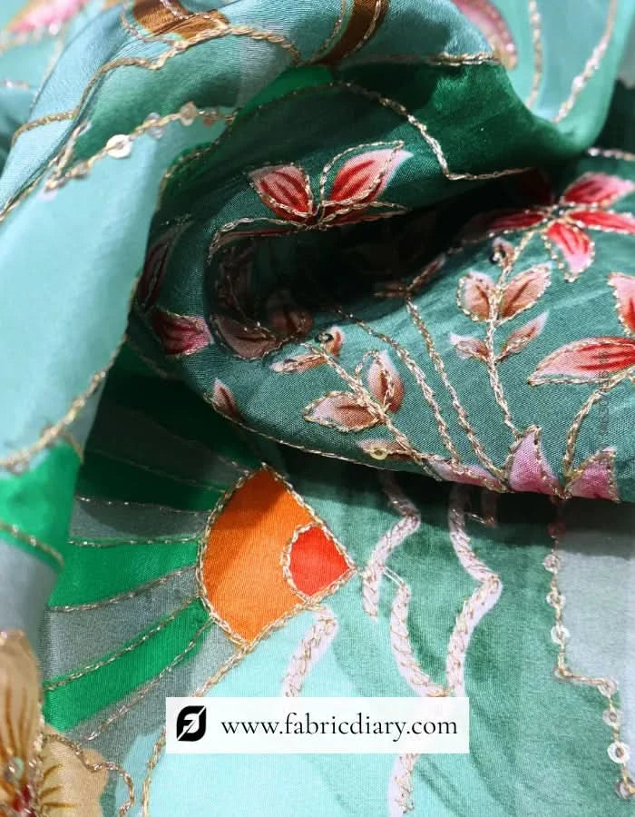 Magenta Panel printed fabric, Online fabric & Bulk embroidery fabric India