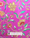 Neon pink floral panel print fabric for ethnic wear