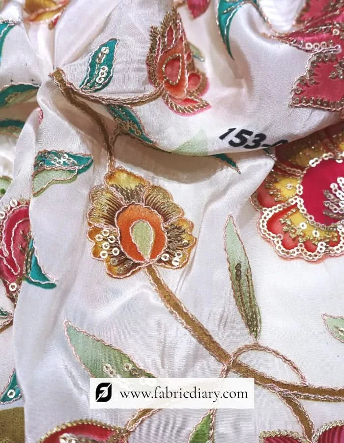 Light grey floral position printed fabric for gowns