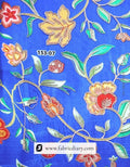  Royal blue floral fabric with engineered motifs