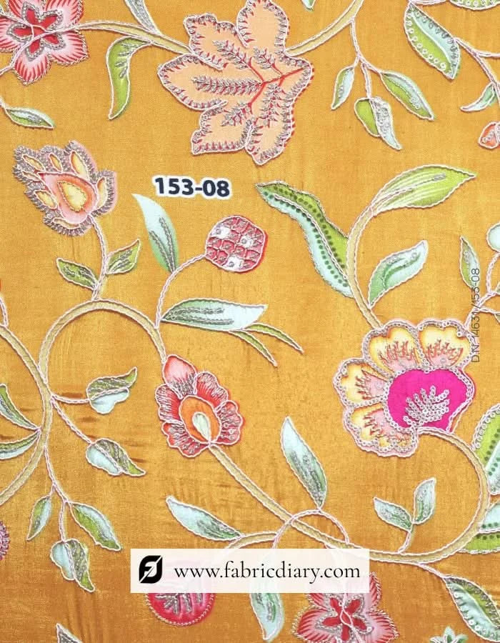  Flatlay of blue panel printed floral fabric