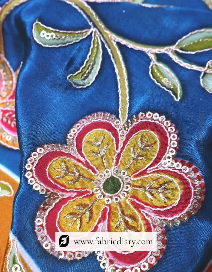 Azure Panel Print Floral Fabric – Madhya Pradesh Premium Range #14631 /153-09