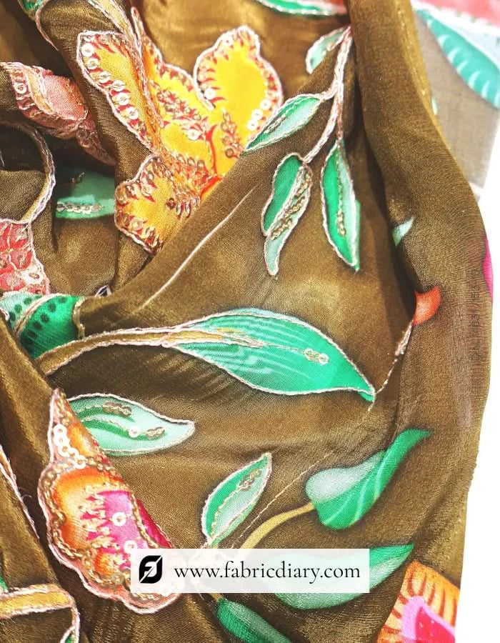 Grey-Brown Floral Engineered Print Fabric – Maharashtra Deal Zone #14631 /153-10