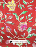  Grey-orange floral fabric for Kerala ethnic wear