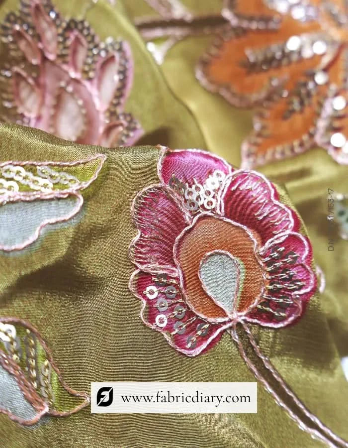  Maharashtra ethnic fabric with brown floral panel print
