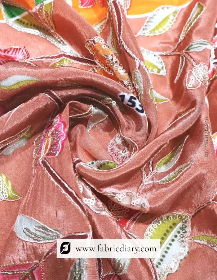  Bold red floral print fabric for Punjabi suits