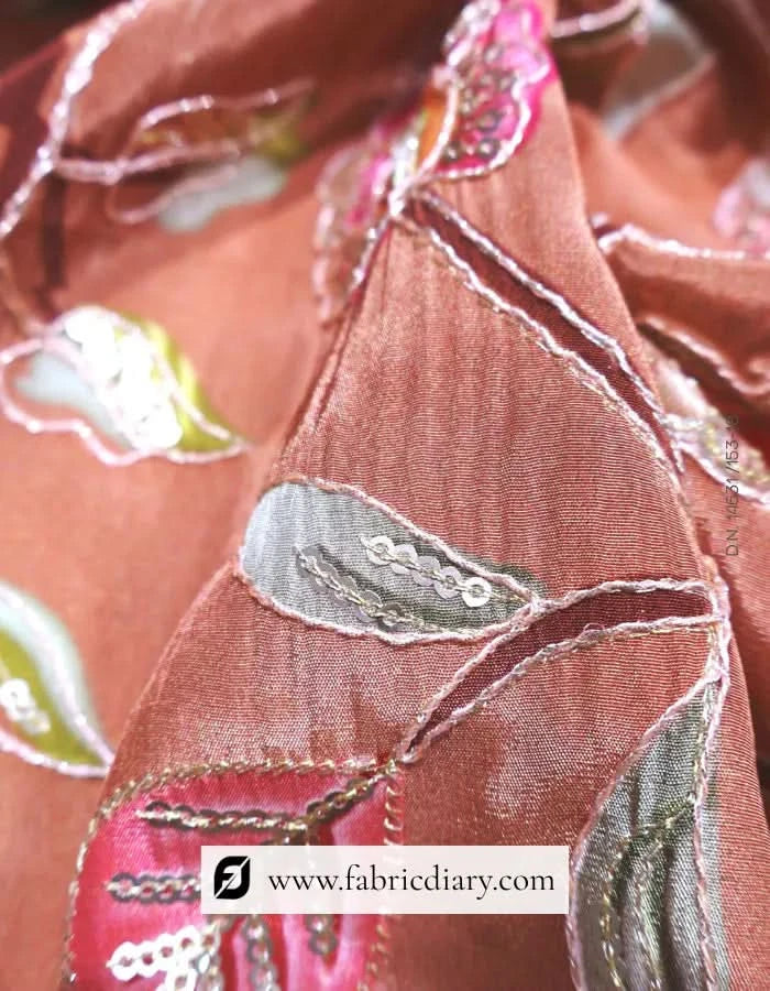  Position printed red floral fabric for Patiala dress