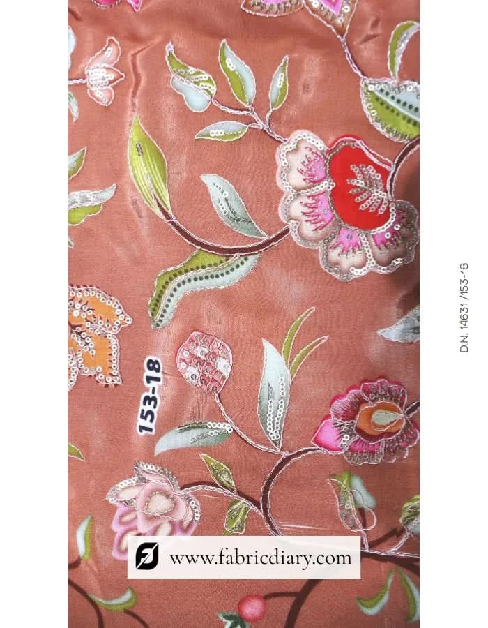  Bold red floral print fabric for Punjabi suits