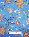  Close-up of indigo floral motifs in engineered layout