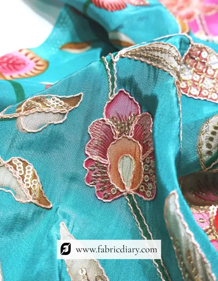  Folded indigo floral fabric by Fabric Diary