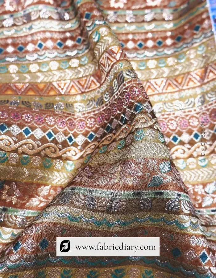 Olive Green Silk Jacquard Print Fabric