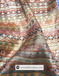 Olive Green Silk Jacquard Print Fabric