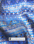 Blue Dola Silk Position Print Fabric