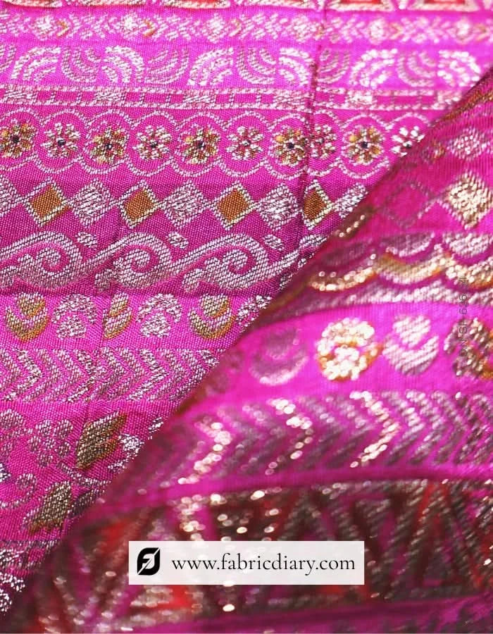 Hot Pink Dola Silk Jacquard Print Fabric