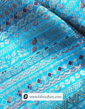 Teal Blue Dola Silk Jacquard Fabric for Indo-Western Suits – Boutique Use in Allahabad