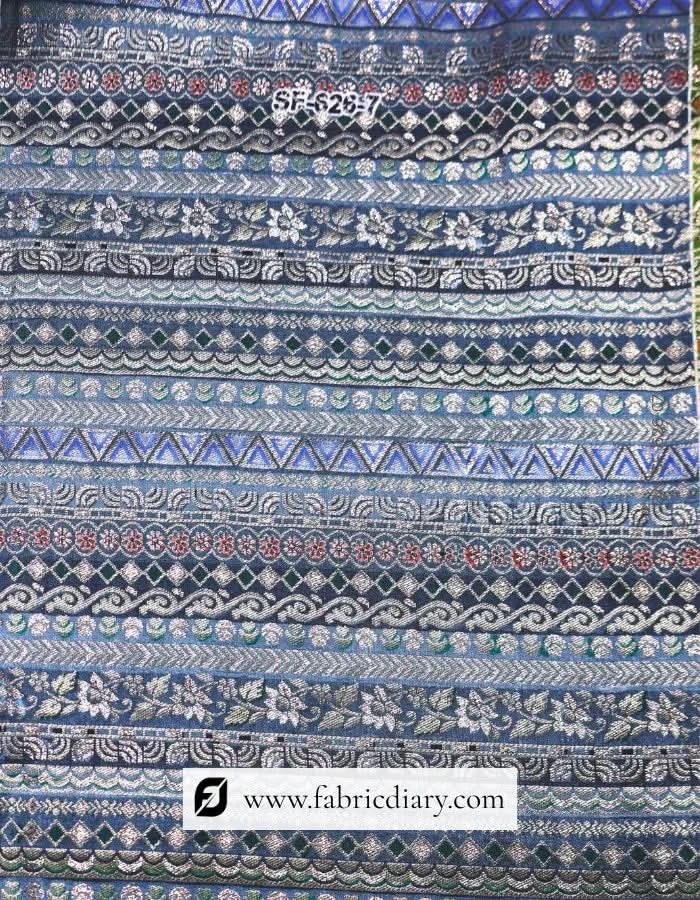 Wholesale Teal Gray Jacquard Fabric for Fashion Boutiques in Panipat