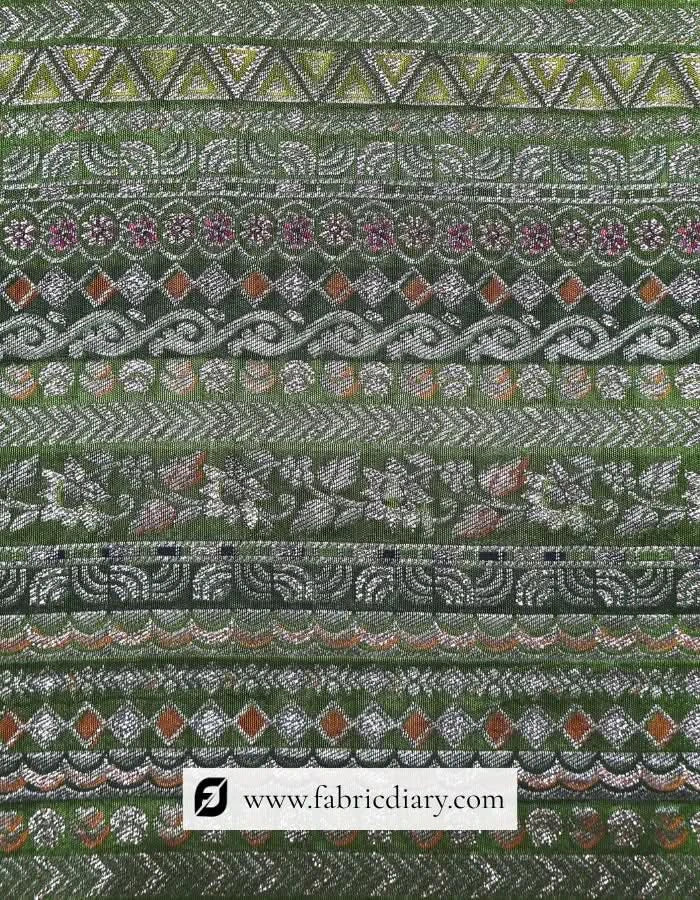 Premium Green Jacquard Fabric for Bulk Export from Bilaspur