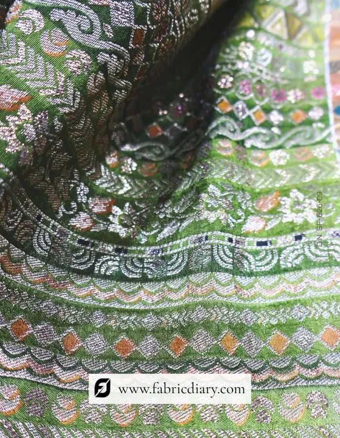 Premium Green Jacquard Fabric for Bulk Export from Bilaspur