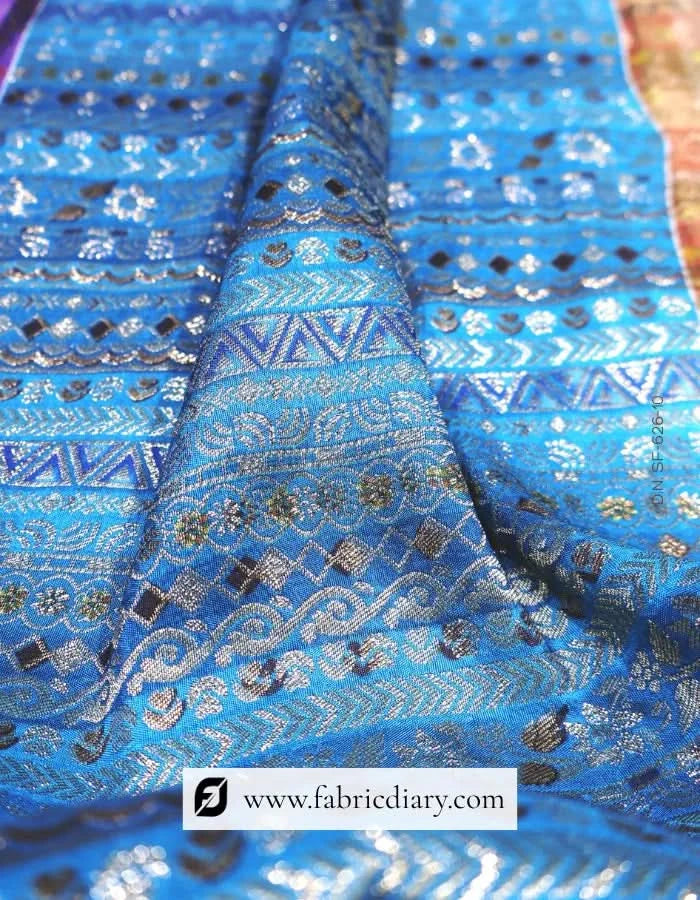 Blue Jacquard Dola Silk Fabric for Kurta-Suit – Bulk Supplier in Kharagpur