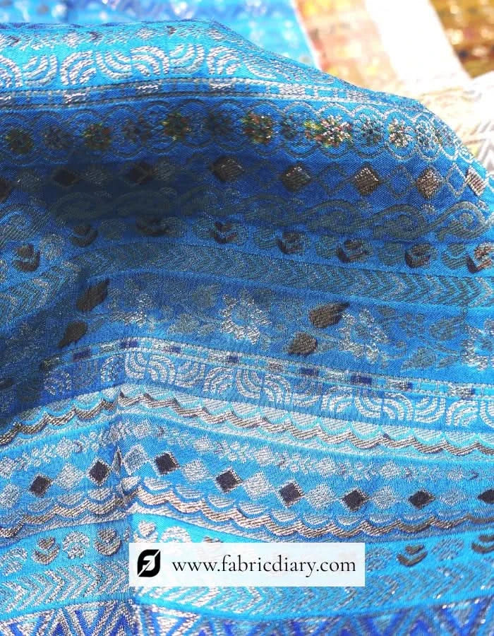 Blue Jacquard Dola Silk Fabric for Kurta-Suit – Bulk Supplier in Kharagpur
