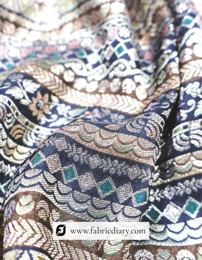 live Green Jacquard Silk Fabric for Menswear – Exported from Jammu