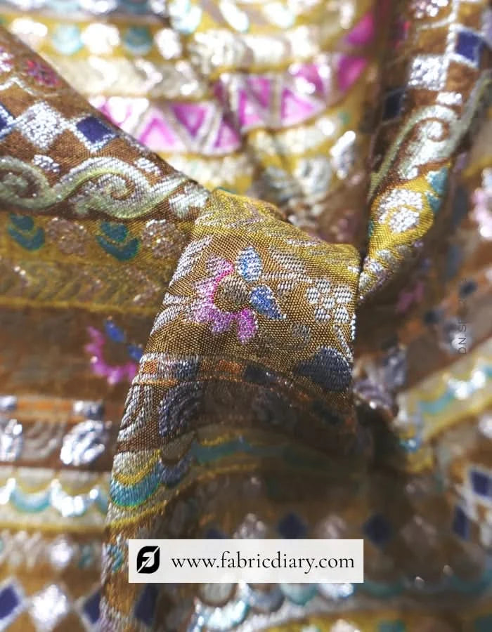 Olive Green Dola Silk Jacquard Fabric for Royal Outfits – Bulk Supplier in Bhavnagar