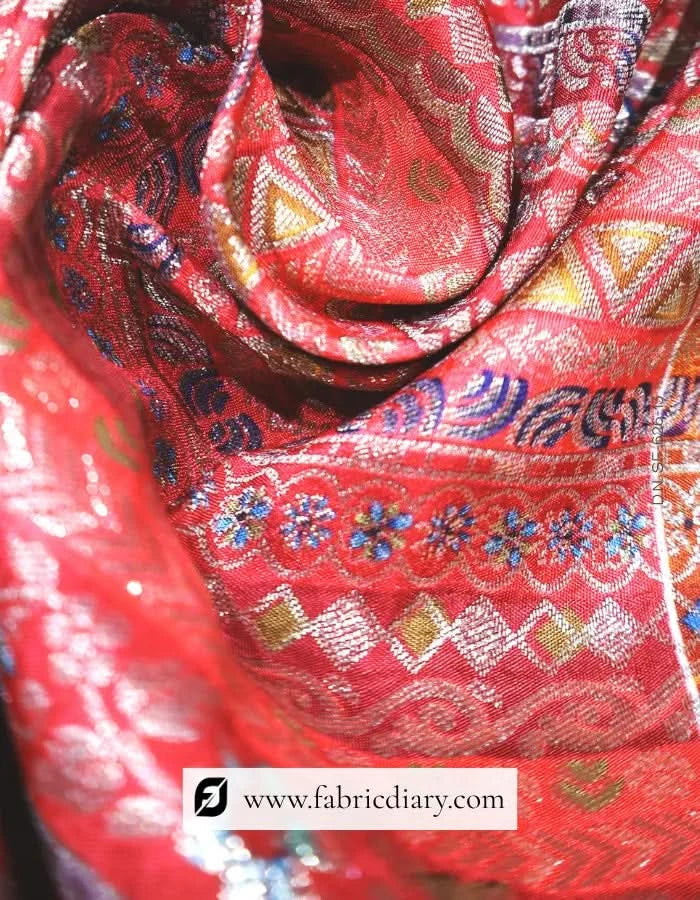 Red Dola Silk Jacquard Fabric for Sherwanis – Exporter Based in Haridwar