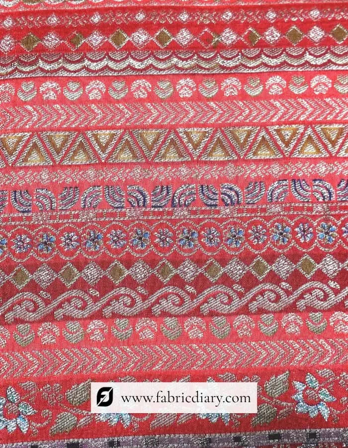 Rich Red Jacquard Silk Fabric Supplier for Boutiques in Moradabad