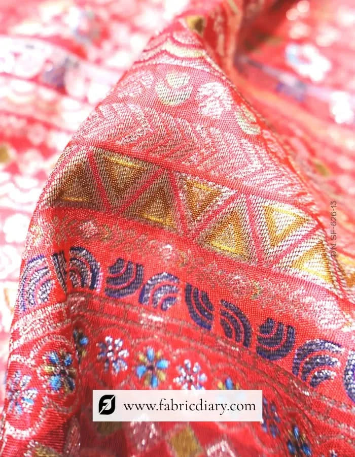Red Dola Silk Jacquard Fabric for Sherwanis – Exporter Based in Haridwar