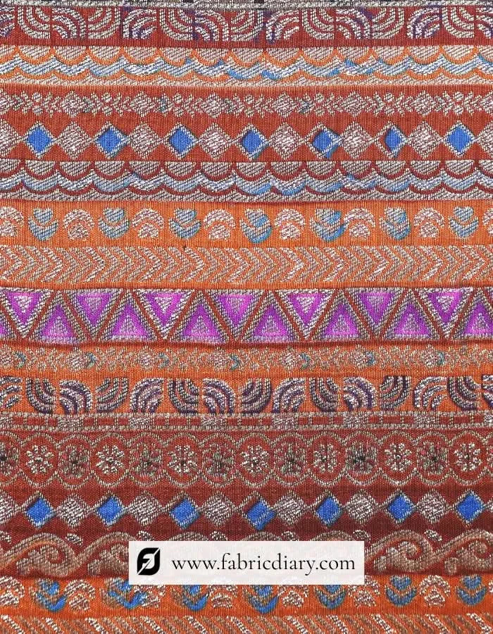 Orange Jacquard Fabric for Designers in Bulk – Supplier from Dhanbad