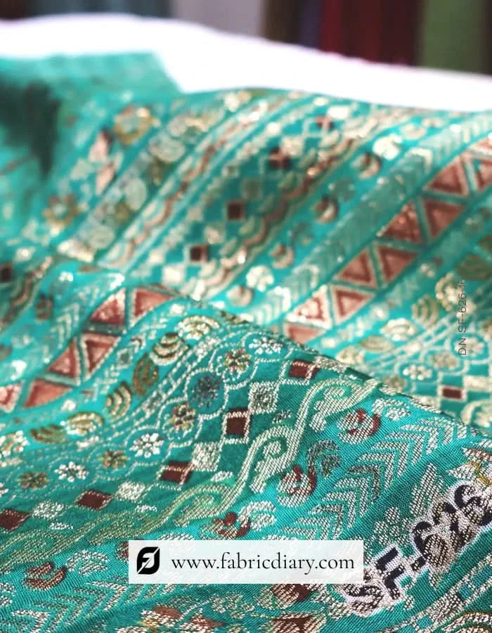 Designer Green Position Print Silk for Boutiques – From Kollam