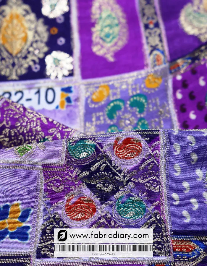 Buy Purple Position Print Jacquard Fabric Online