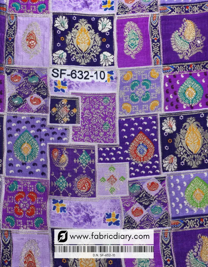 Purple Position Print Jacquard Fabric – Mysore King Style
