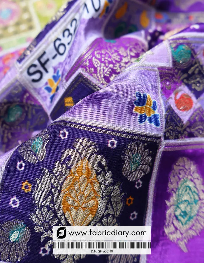 Purple Position Print Jacquard Fabric – Mysore King Style
