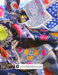 Royal Blue Dola Silk Jacquard Position Print Fabric