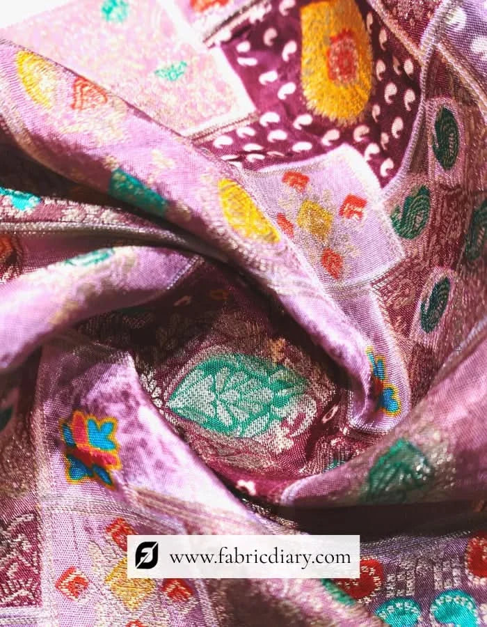 Purple Dola Silk Jacquard Position Print Fabric