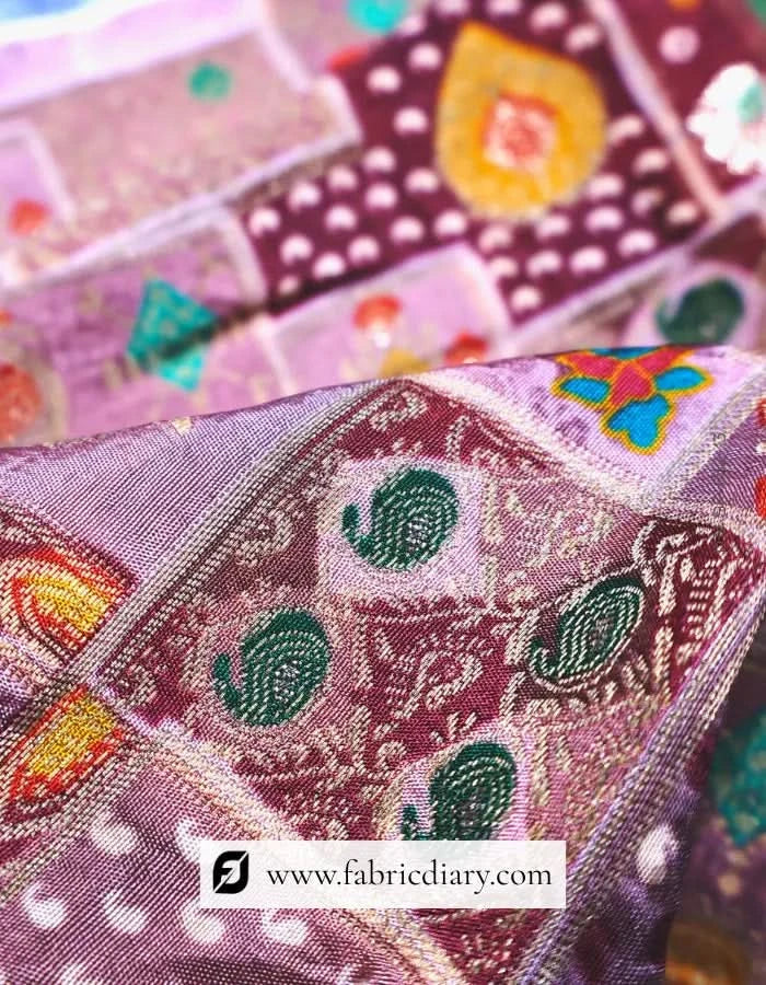 Purple Dola Silk Jacquard Position Print Fabric