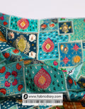 Teal Green Position Print Jacquard Fabric for Arabian Outfits
