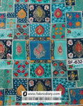 Buy Teal Green Position Print Jacquard Fabric Online