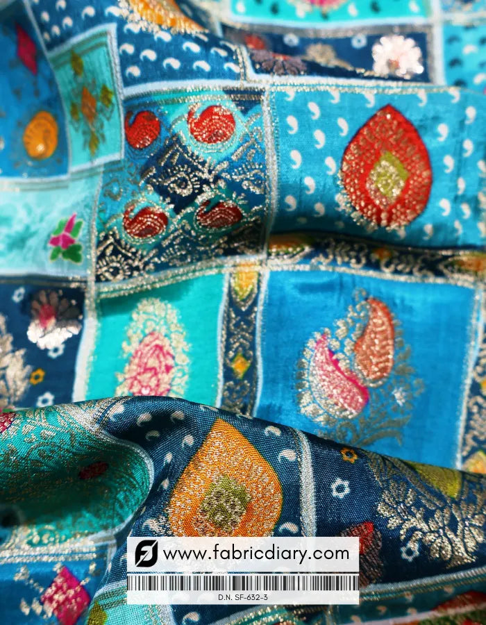 Teal Green Position Print Jacquard Fabric – Arabian Fashion