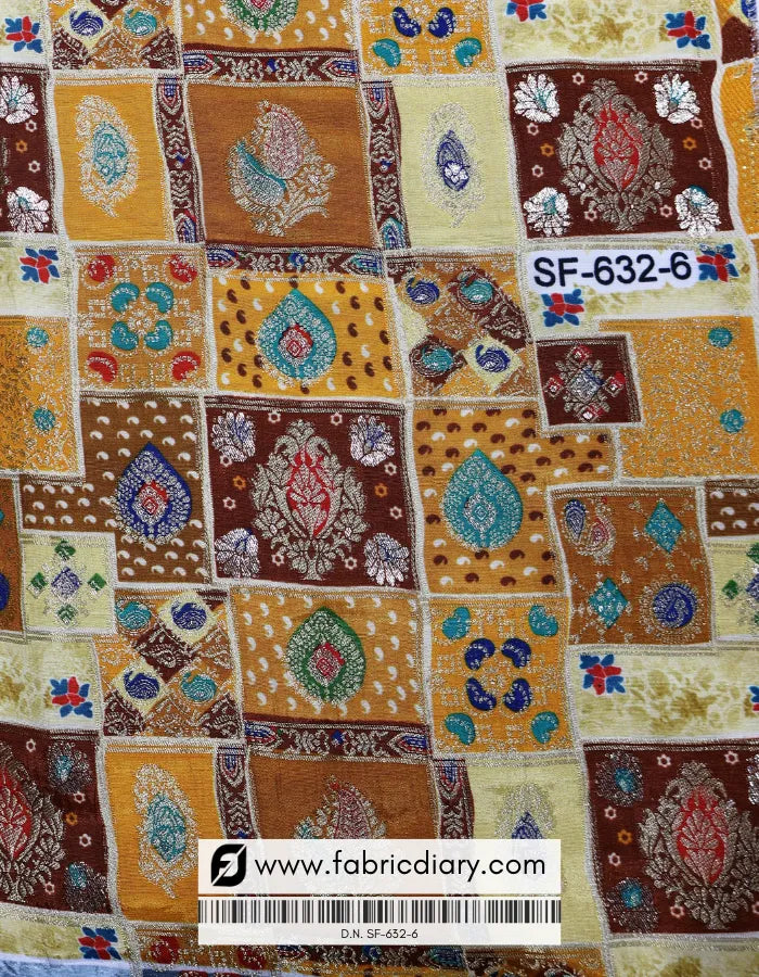 Buy Brown Position Print Jacquard Fabric Online