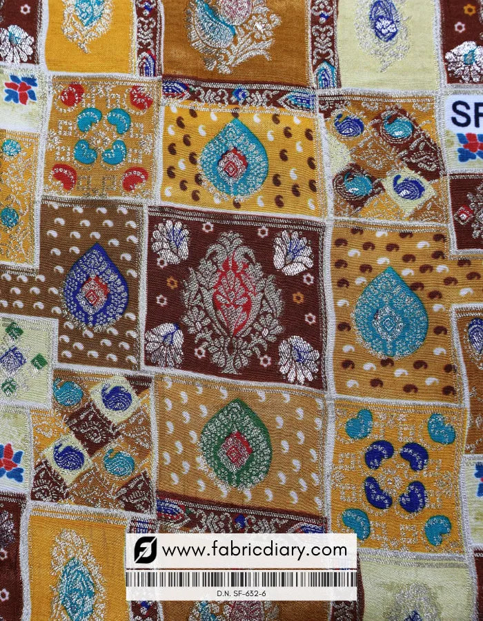 Premium Brown Position Print Jacquard Fabric Wholesale