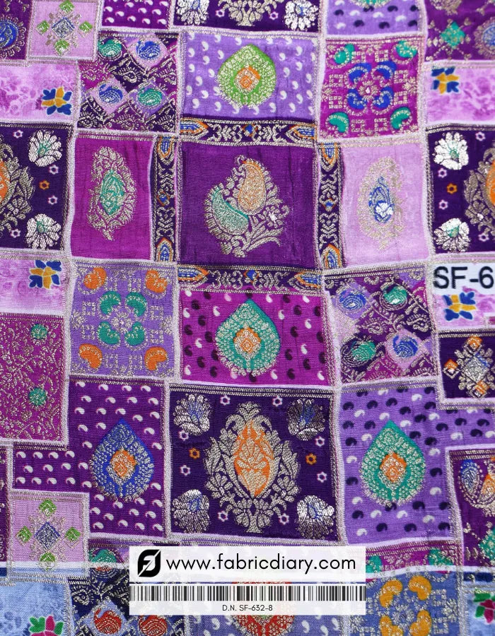 Buy Deep Purple Position Print Jacquard Fabric Online